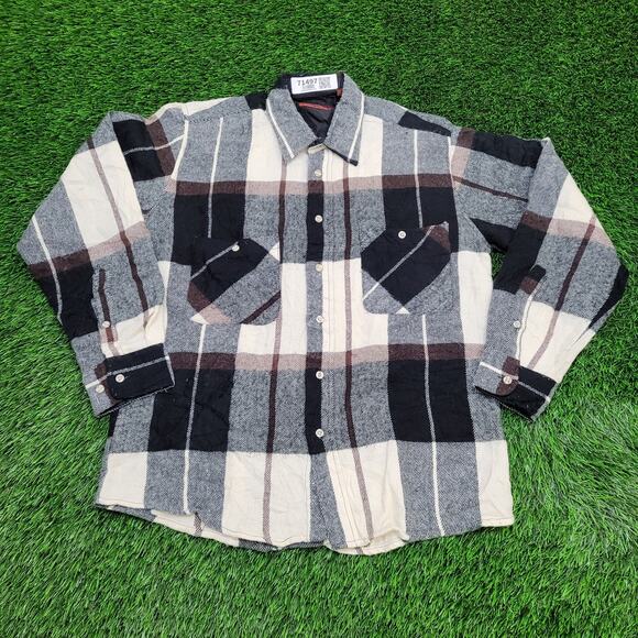 Vintage 90s Shadow Plaid Button Shirt Medium 21x28 - Picture 1 of 11